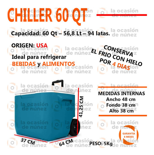 Imagen 2 de 7 de Conservadora Coleman 60qt Con Ruedas Performance Seafoam