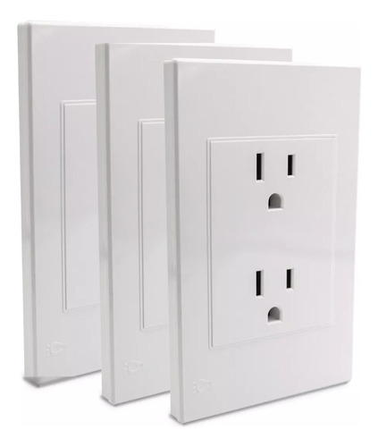  Pack Toma Corriente Minimalista Carpinter Blanco X3 Und