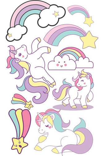 Stickers Vinil Decorativo Coleccion Unicornios Familia