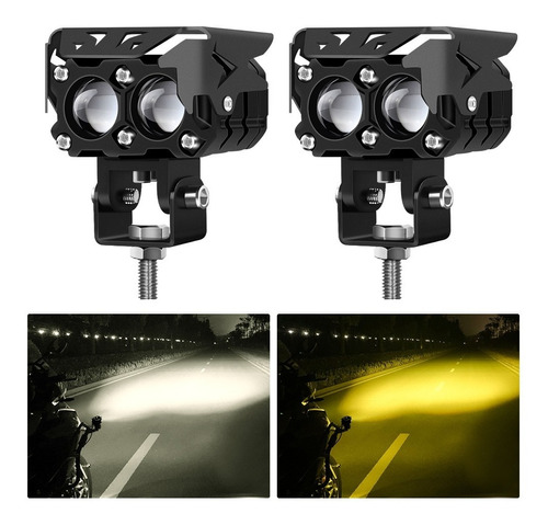 Luz Guia Auxiliar Moto Doble Foco Bicolor Antiniebla Ip67 