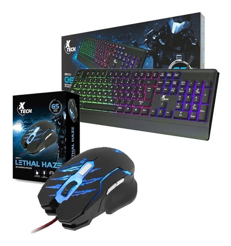Imagen 1 de 8 de Combo Gamer Xtech Teclado Led Colores Y Mouse Led 4 Colores