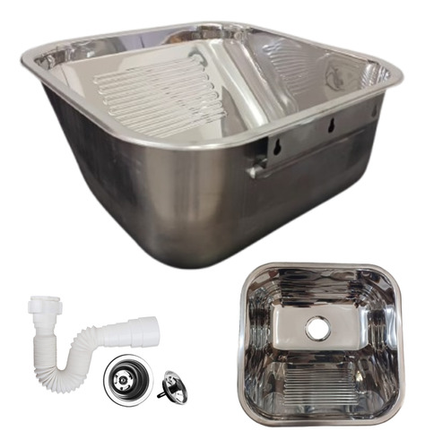 Tanque Inox Para Fixação Em Parede 40x40 Alto Brilho