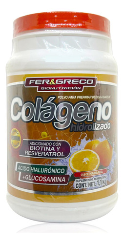Colágeno Hidrolizado Glucosamina Biotina Naranja 1.1 Kg