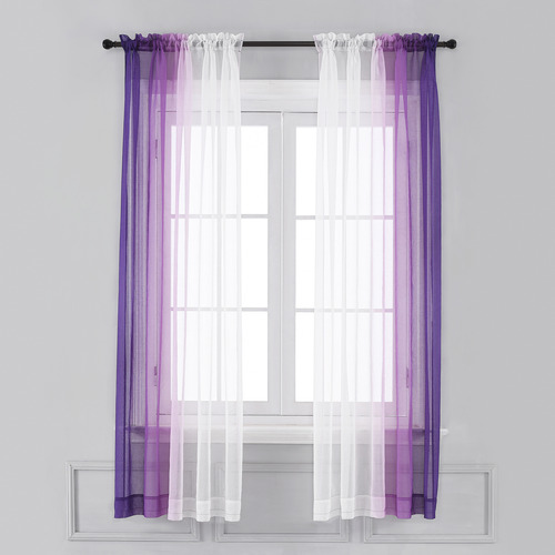 Cortinas De Lino Sintético Transparente Ombre, Juego De 2, 5