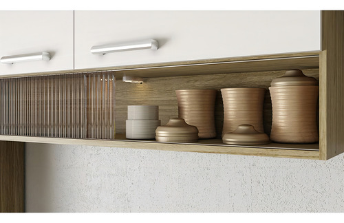 Cozinha Compacta 4 Portas Kits Paraná Cristal (217x250x31cm) Cor Supr/supr/cp-fr