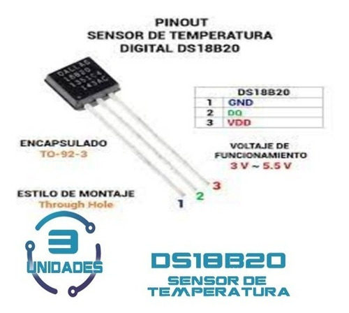 3 Unid Ds18b20 18b20 Sensor De Temperatura Arduino Y Esp32
