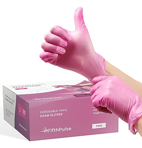 Guantes Desechables De Vinilo Rosa, Paquete Pequeño De 50 - 