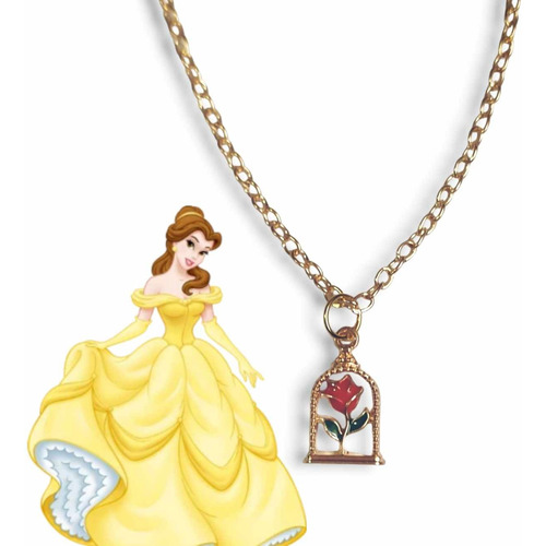 Collar Bella Y Bestia Rosa Disney Princesas 