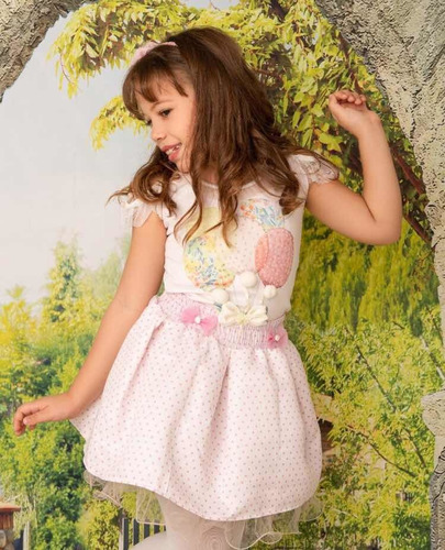 conjunto saia e blusa infantil festa