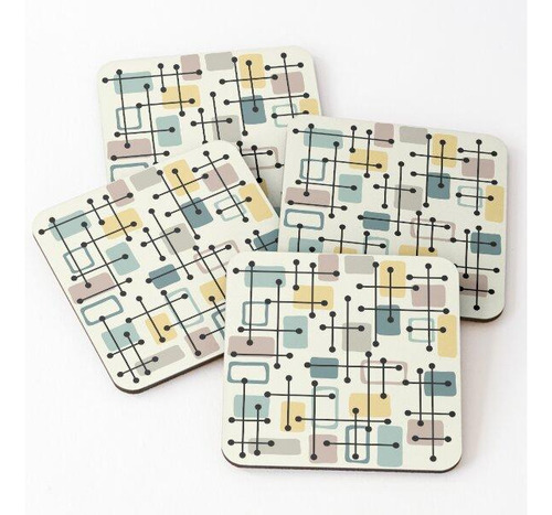 Set Posavasos Mid Century Modern Abstract Art Calidad Premiu