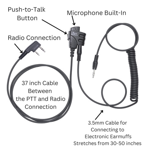 Cable Push-to-talk Con Adaptador De Audio De 3,5 Mm - Botón