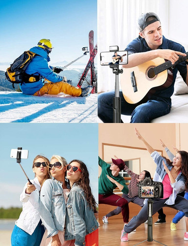 Imagen 6 de 6 de Tripode Selfie Stick Bluetooth Con Luz Gopro Y Celulares 360