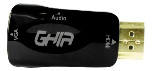Adaptador Ghia Conversor Video Hdmi Macho A Vga Hembra Con Audio Color Negro Modelo ADAP-1