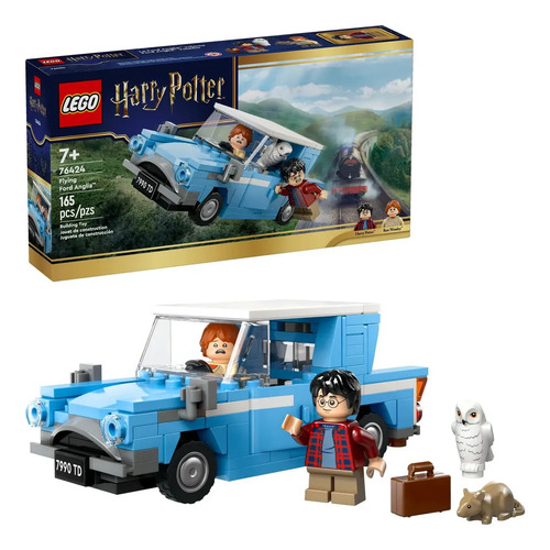 LEGO Harry Potter Ford Anglia Volador 76424; auto de juguete volador con minifiguras de Harry Potter y Ron Weasley; regalo creativo para niños y niñas; 7+