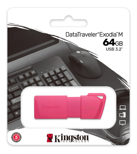 Memoria Flash Usb Kingston Exodia De 64 Gb 3.2 M Color Rosa Rosa