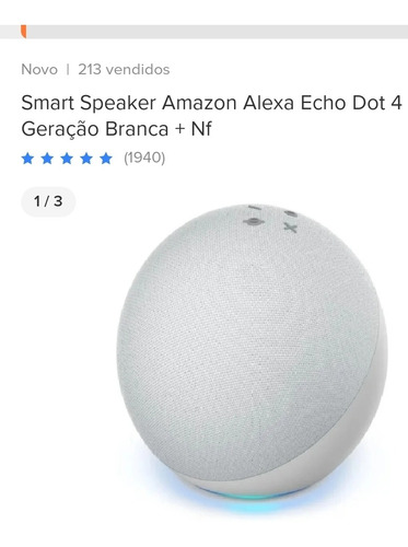 Smart Speaker Amazon Alexa Echo Dot 4 Geração Branca 