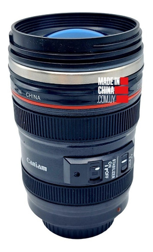 Imagen 2 de 10 de Taza Vaso De Café Te Acero Inoxidable Lente De Cámara Negro