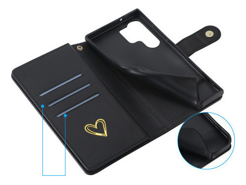Jing Funda De Piel Tipo Cartera Con Cremallera Para Samsung