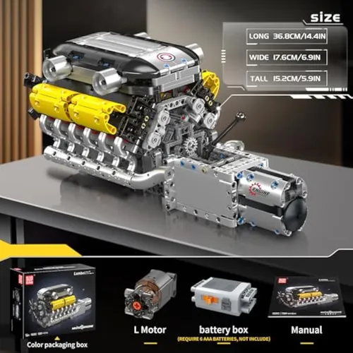 Mould King Kit De Modelo De Motor 10202 V12 Que