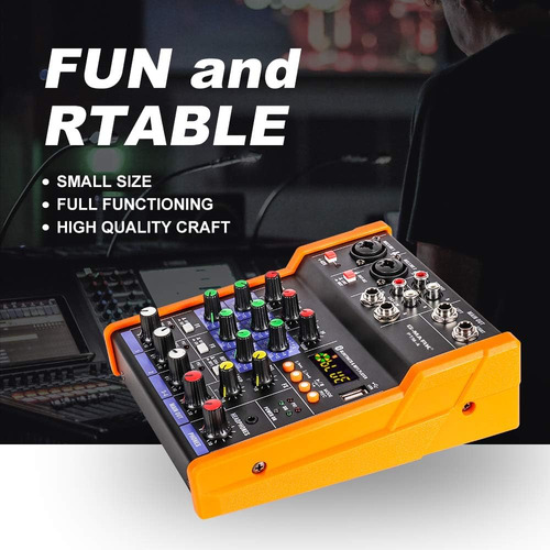 Mezclador Analógico Audio 4 Canales Dj Audio Mixer Bluetooth