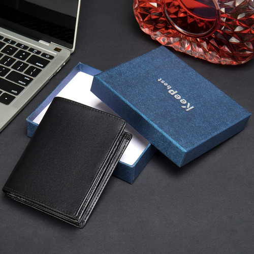 Cartera Vertical Plegable De Cuero Para Hombre Con Rfid, Tar