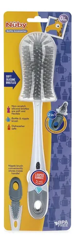 Nuby Botella De Cerdas De Silicona Suave Antiarañazos Y Ce.