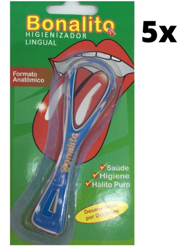 Kit 5x Limpador De Língua Limpeza Bucal Fim Do Mau Hálito.