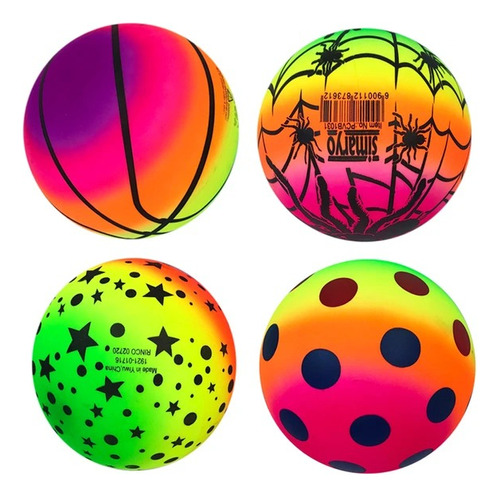 30 Pelota Plástico Neón Fluorescente Colores Surtidos