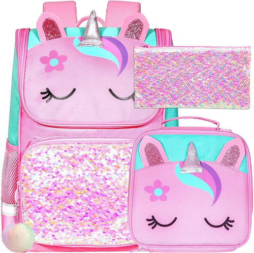 Mochila Unicornio Con Lonchera Y Cartuchera Teletiendauy