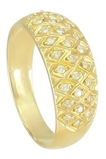 Lindo Anel Em Ouro Amarelo 18k !!! E Diamantes !!