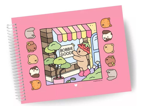 Livro De Colorir Bobbie Goods Capa Dura 50 Páginas De Desenhos Em Folha A5 180 Gr - Bobbie Goods - Rosa