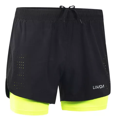 Shorts deportivos Shorts para correr 2 en 1 para mujer Secado rápido  Ejercicio de entrenamiento acti Lixada