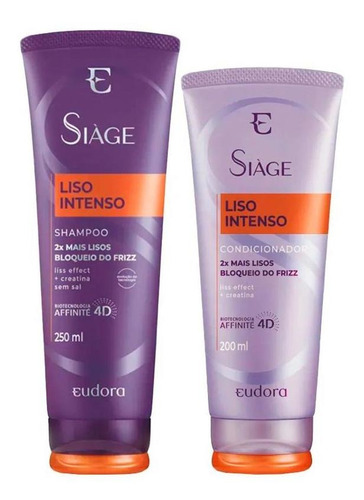 Kit Eudora Siáge Liso Intenso 4d - Shampoo E Condicionador
