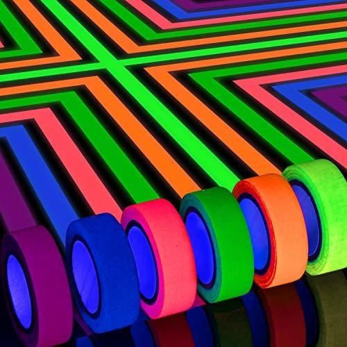 Whaline 6 Colores Neon Gaffer Cloth Tape, Fluorescente Uv B