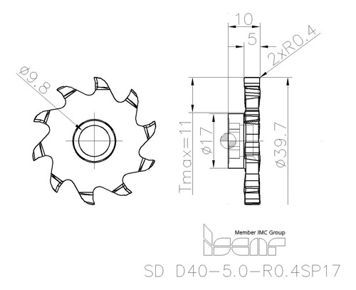 Fresa Intercambiable Iscar Metal Duro Ø40 X 5mm Sd Iscarmill