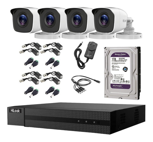 Imagen 1 de 8 de Kit Seguridad Hikvision Dvr 16ch + 4 Camaras 1080p + Disco
