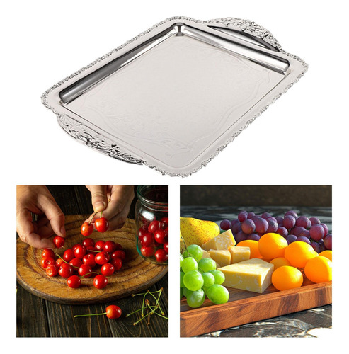 Bandeja Para Servir, Plato Rectangular, Fácil Medio Plata