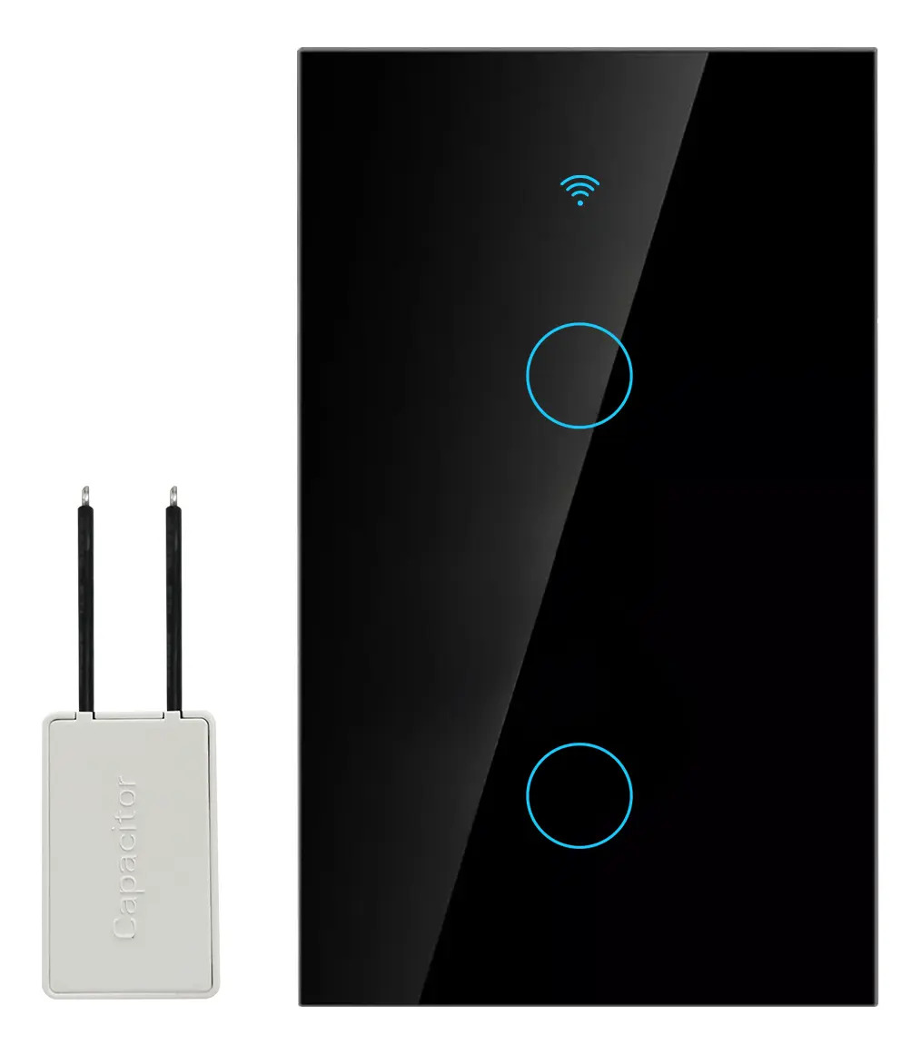 Interruptor Inteligente Wi-fi De 2 Vías Negro Sin Neutro