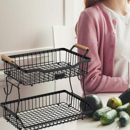 2 Niveles De Canasta De Frutas Soporte De Soporte De Frutas
