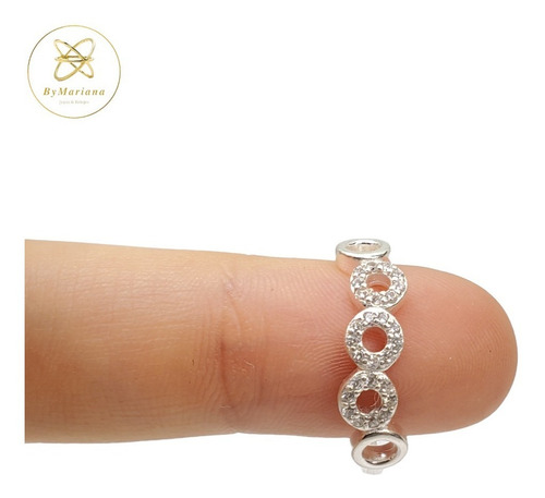 Imagen 5 de 9 de Anillo Plata Rodinada Micro Pave