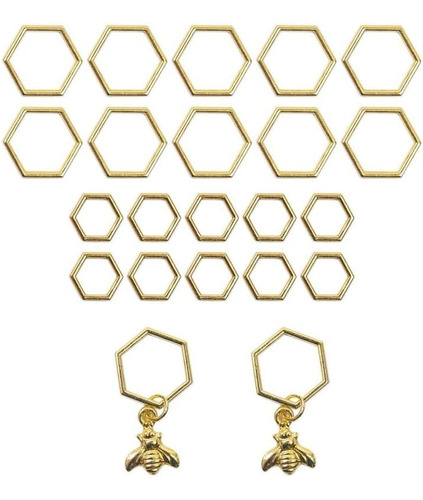 Hexagon Bee Colgantes Punto Marcadores Color Oro Ganchi...