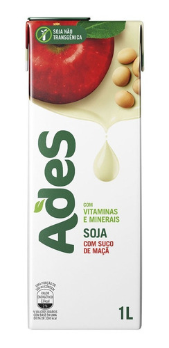 Atacado C/10 Suco De Soja Ades Maça 1 Litro 