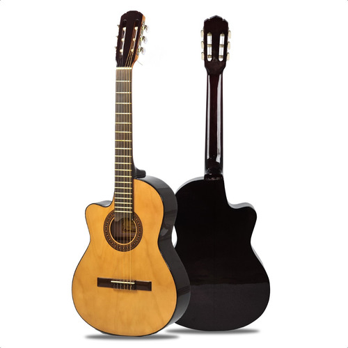 Guitarra Electrocriolla Con Corte Negro Tensor Manual Pua Gp