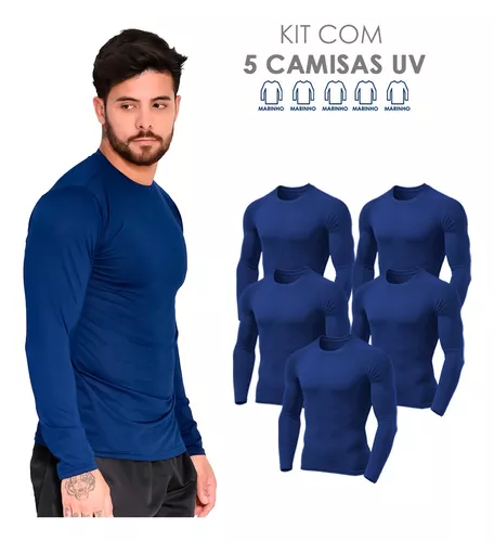 Kit 5 Camisetas Térmicas Masculina Segunda Pele Camisa Uv 50