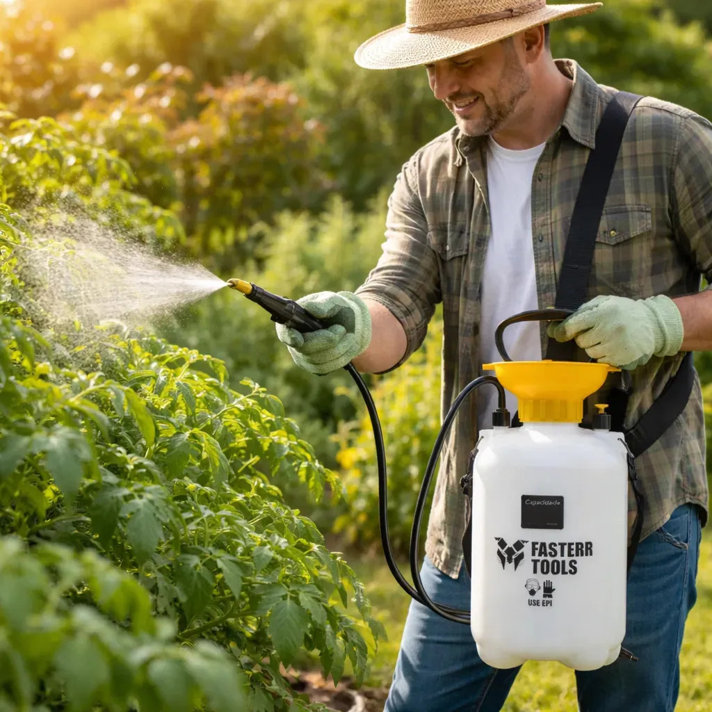 Pulverizador De Pressão Manual Agrícola 5l Jardim Fasterr Cor Branco 10