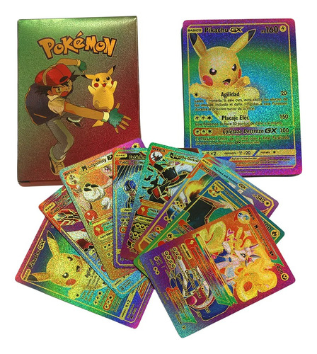 55 Cartas Pokemon Metalizadas Coloridas En Español 