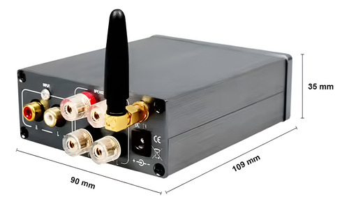 Amplificador Bluetooth 2x100w Hifi Premium Aux In Potencia Plateado 200 W