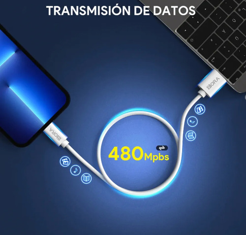 Lote 5 Pzs Cable Usb A Lightning Ip 1hora Cab247 Mayoreo