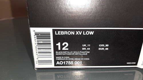 Nike Lebron Xv Low - Black / Metallic Gold Size 44