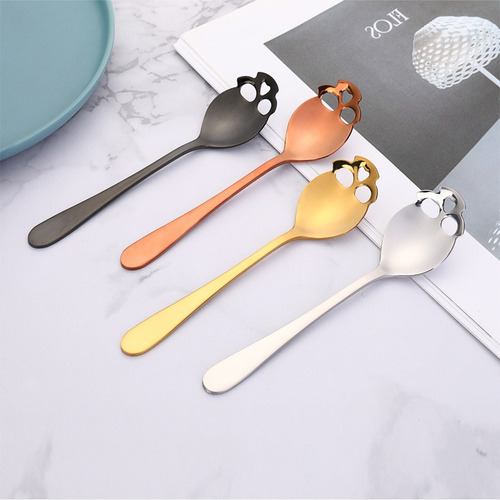Cucharas De Acero Inoxidable Cráneo Para Postres O Cafe 4pz